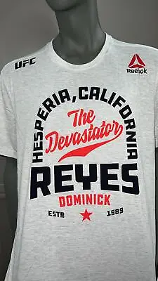 Official UFC Reebok Domonik Reyes Fight Night Walk Out T-Shirt Chalk Grey • £29.99