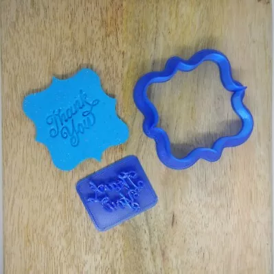 Thank You Fondant Stamp & Square Plaque Cookie Cutter 2pc Set  • $7.95