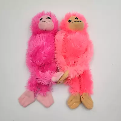 Goffa International Monkey Plush Hook Loop Stuffed Hanging  10” Pink Magenta • $14.99