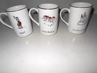 Merry Masterpieces Coffee 3  Mug Set Christmas Porcelain First Edition 1999!  • $8