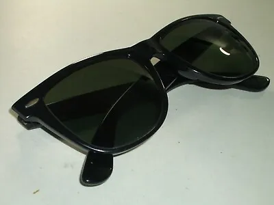 54[]18m VINTAGE B&L RAY-BAN L1724 G15 CRYSTAL BLACK EBONY WAYFARER II SUNGLASSES • $335.99