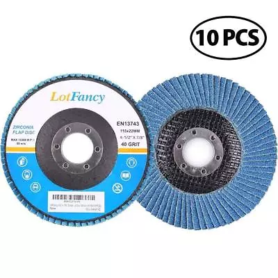 10 Pack 4.5  X 7/8  Jumbo 40 Grit Zirconia Flap Disc Grinding Sanding Wheels T29 • $16.99