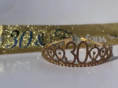 30th Birthday Decorations For Her Gold Tiara And  30& Fabulous  Sash  #15 • £6.97