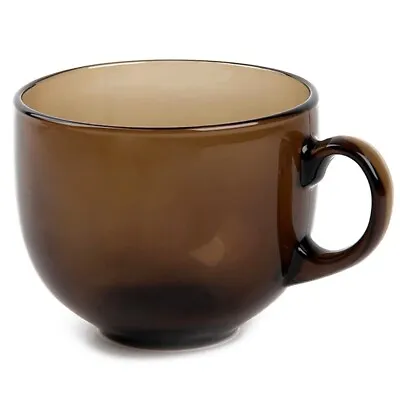 Luminarc Jumbo Eclipse Mug 17 Oz Mug - Large Brown Glass Cup 500 Ml • $18.95