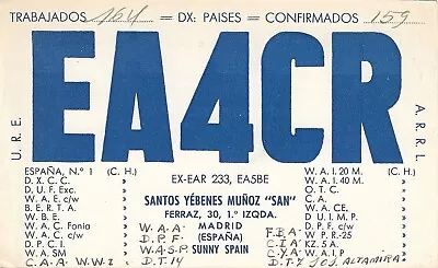 QSL Card CB HAM Radio PostCard 1955 New York / Madrid Spain EA4CR (ESPAÑA) • $8.49