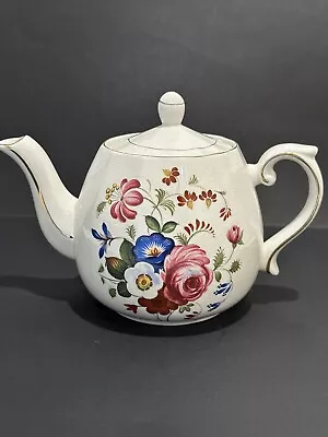 Vintage Ellgreave Wood And Sons English Floral Teapot Genuine Ironstone • $22.50