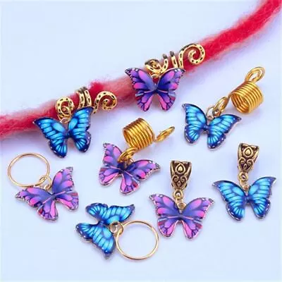 Butterfly Dangles Dreadlocks Hair Braid Hair Rings Dread Accessories 5pcs • $12.25