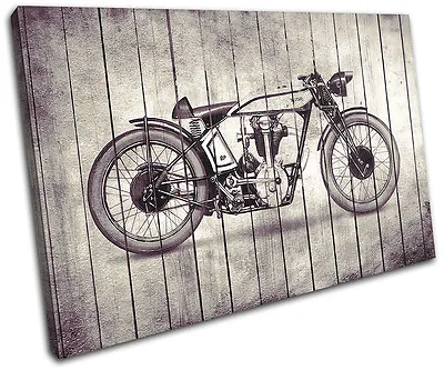 £24.99 • Buy Motorbike Shabby Chic Transportation SINGLE CANVAS WALL ART Picture Print