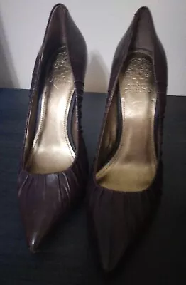 Vince Camuto RACHEL Brown Gathered Leather Design Shoes 9 B / 39 • $22