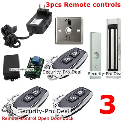 Door Access Control System With Door Magnetic Lock+3PCS Wireless Remote Controls • £59.94