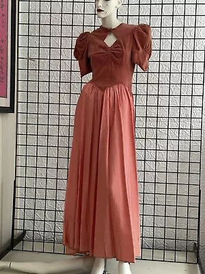 Vintage Gown-pink-peach-velvet-1930s-40s-dress-formal-theatre-Prom-Femme-XS/S • $125