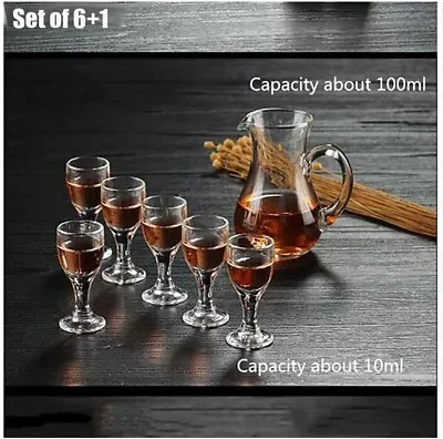 6+1PCS Glass Mug One Mouthful Graduated Wine Dispenser Wine Set Wine Cup • $19.50