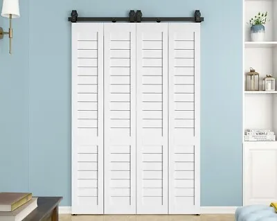 White PVC Bi-Folding Closet DoorMDF Folding Barn Door PanelThickness 1-3/8 In • $235