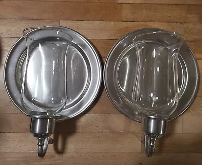 $109.99 • Buy VTG Set Of Two 8  Woodbury Pewter Wall Sconce Plate Candle Holders 9  Hurricanes