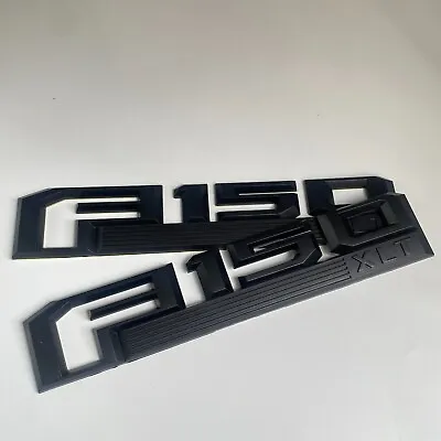 2pcs 2015-2020 Fender Emblems For F-150 Xlt Side Raised Badges Sticker All Black • $22.99