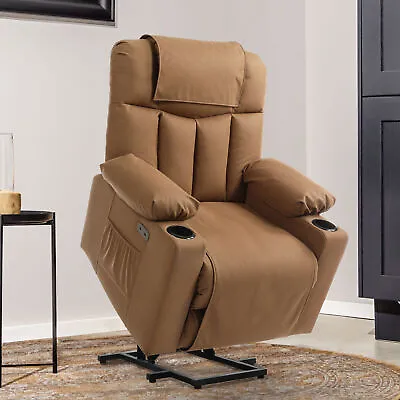 Power Lift Recliner Chair For Elderly Leather With Massage USB Ports Cup Holders • $309.39