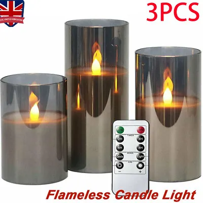 £16.79 • Buy 3X Flameless Candle Lights Remote Battery Operated Flickering LED Pillar Candles