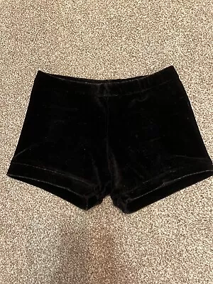 Girls Black Colour Velvet Gymnastics Dance Shorts Size 28 • £8.99