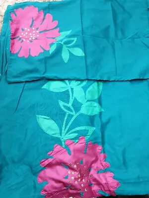 £18.99 • Buy NEXT Teal Tropical Applique Embroidery Faux Silk Double Duvet Cover 1 Pillowcase
