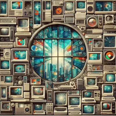 Surreal Retrocomputing Computer Collage Windows Maximalism Poster Art 24 X 24 C • $26.99