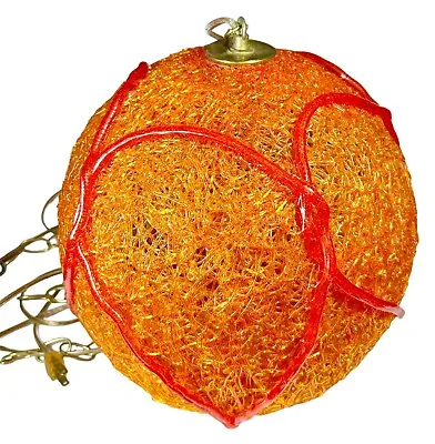 Pendant Hanging Light Lamp Spaghetti String Orange/Red 12  Fiberglass Vtg 70s • $274.95