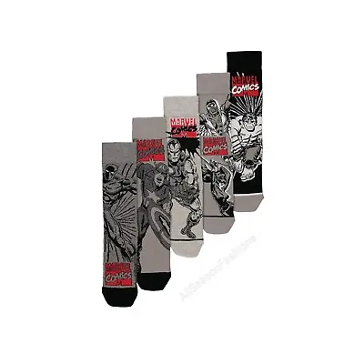 Marvel Comics Grey Character Socks 5 Pack - Size 6-8.5 - New - Free P&P • £9.95