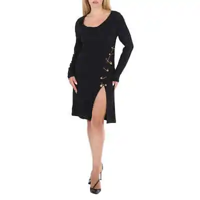 Versace Black Safety-Pin Cowl-Neck Dress • $995.45