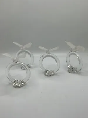 £13.45 • Buy Vintage Frosted Glass Butterfly Napkin Rings Set Of Four 4