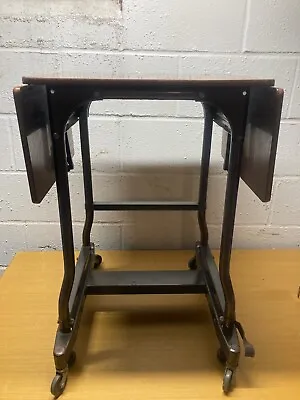 Vtg INDUSTRIAL MASO CHICAGO Metal Typewriter Stand Desk Drop Leaf Table Casters  • $129.99