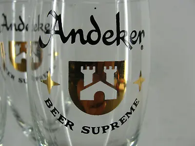 Pabst Andeker Supreme Pilsner Stemware 🥂 Beer Glass Lot 4 Gold Leaf Castle 7  • $14.90