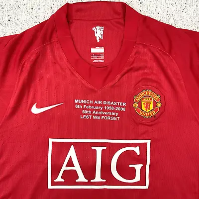 MANCHESTER UNITED MUNICH AIR DISASTER 50th ANNIVERSARY SHIRT MEDIUM ADULT (MINT) • £100