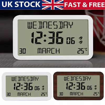 Easy To Read Clock Digital Calendar Clock Displays Time Day Date Temperature • £27.96