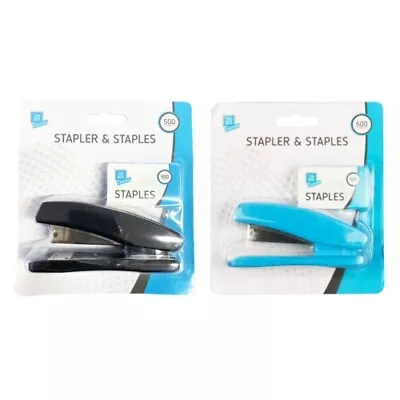 SMALL STAPLER WITH 500 STAPLES Desktop Office Work Desk School Stationery Set UK • £7.23