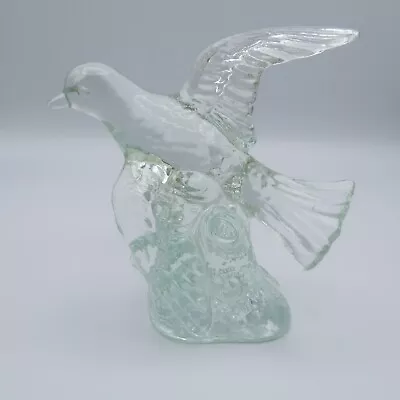 Vintage Mosser Glass Clear Bird In Flight Figurine Sculpture 5” Marked • $15