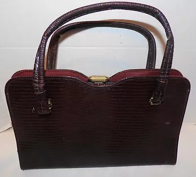 Vintage 50s Brown Lizard Handbag Purse Leather  • $21.99