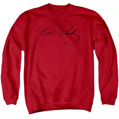 Elvis Signature Sketch Crewneck Sweatshirt Licensed Music Rock Band Red • $24.49