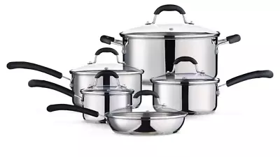 Master Chef 10 Pc Stainless Steel Cookware Set Pots And Pan Set With Lids • $204.84