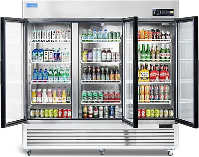 82  Commercial Glass Door Refrigerator 3 Door Reach-In Merchandiser 72 Cu.ft • $4099