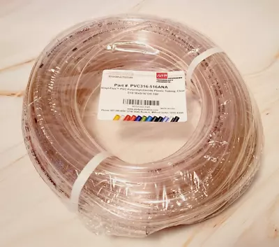 100 Feet Clear PVC Food Grade Plastic Tubing ATP Vinyl-flex 3/16” ID X 5/16” OD • $20