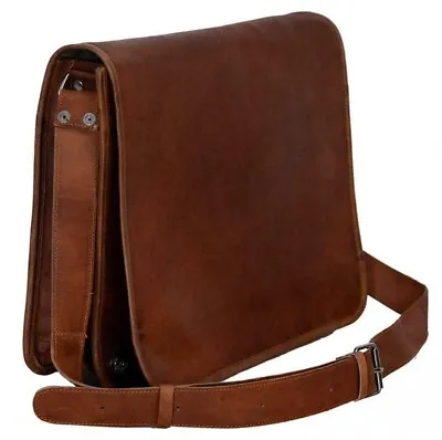 Men's Large Messenger Brown Vintage Leather Shoulder Satchel 18  Laptop Bag NEW • $53.99