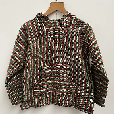£14.99 • Buy Mexican Baja Hoodie Hoody Jerga Rug Jumper Siesta Surf Hippy Baha Multi Small