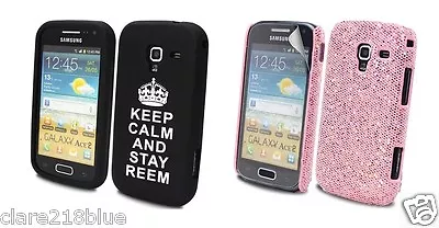 Galaxy Ace 2 I8160 Black Soft Gel Keep Calm Stay Reem Pink Hard Glitter Cover • £2.50