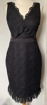 THREE FLOOR Ladies Black Lace Cut Out Mesh Side Sleeveless Dress UK 10 • $24.90