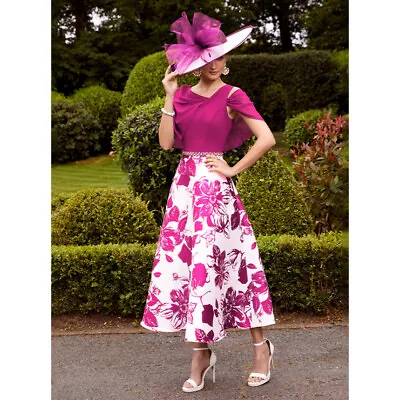 Veni Infantino 29819 Floral A Line Dress Magenta Mother Wedding Occasion Guest • £299.99