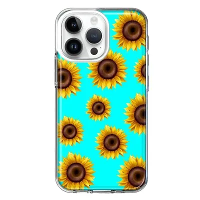 For Apple IPhone 14 Pro Max Shockproof Hybrid Case Sunflowers Polkadot Teal • $12.74