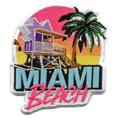 Miami Beach Florida Travel Patch Summer Lifeguard Stand Embroidered Iron On • $12.99