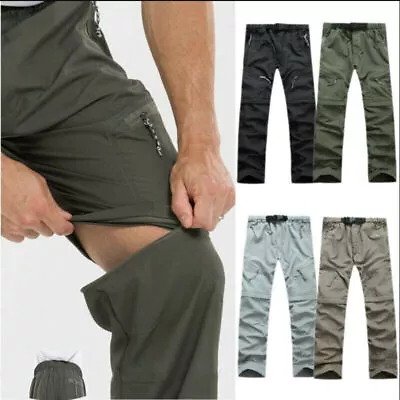 Mens Cargo Combat Work Pants Zip Off Detachable Walking Hiking Casual Trousers- • £23.19
