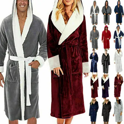 $36.99 • Buy Mens Womens Winter Teddy Bear Dressing Gown Bath Robe Fleece Hooded Bathrobe AU