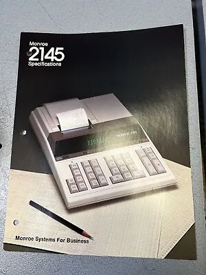 Vintage 1984 Litton Monroe 2145 Calculator Adding Machine Dealer Spec Sheet • $16