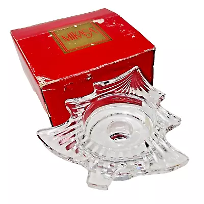 Mikasa Crystal Christmas EVERGREEN Tree Candle Holder With Label & Box VG • $13.99